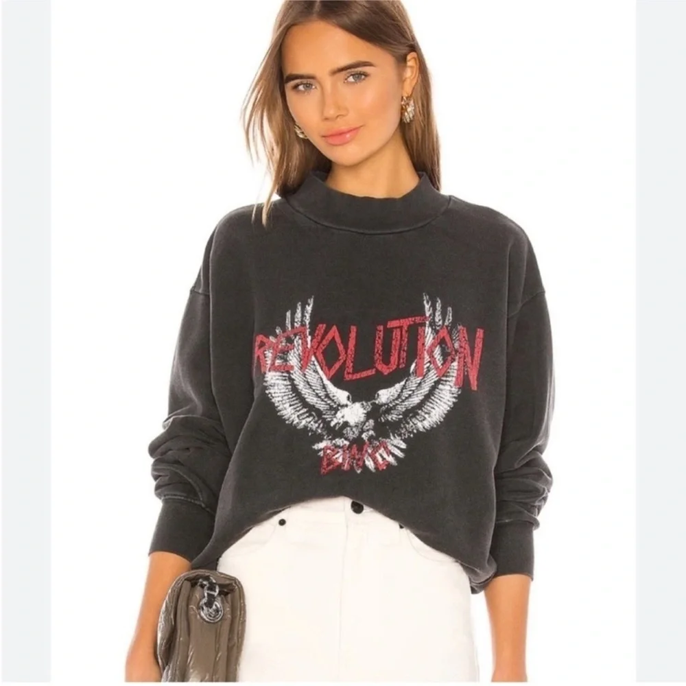 Anine Bing Revolution Washed Charcoal Sweatshirt - Picture 10 of 10